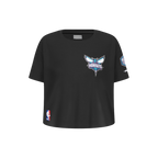 NBA CHARLOTTE HORNETS CLASSIC LITTLE GIRL'S SHORT SLEEVE BOXY TEE (BLACK)