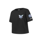 NBA CHARLOTTE HORNETS CLASSIC LITTLE GIRL'S SHORT SLEEVE BOXY TEE (BLACK)
