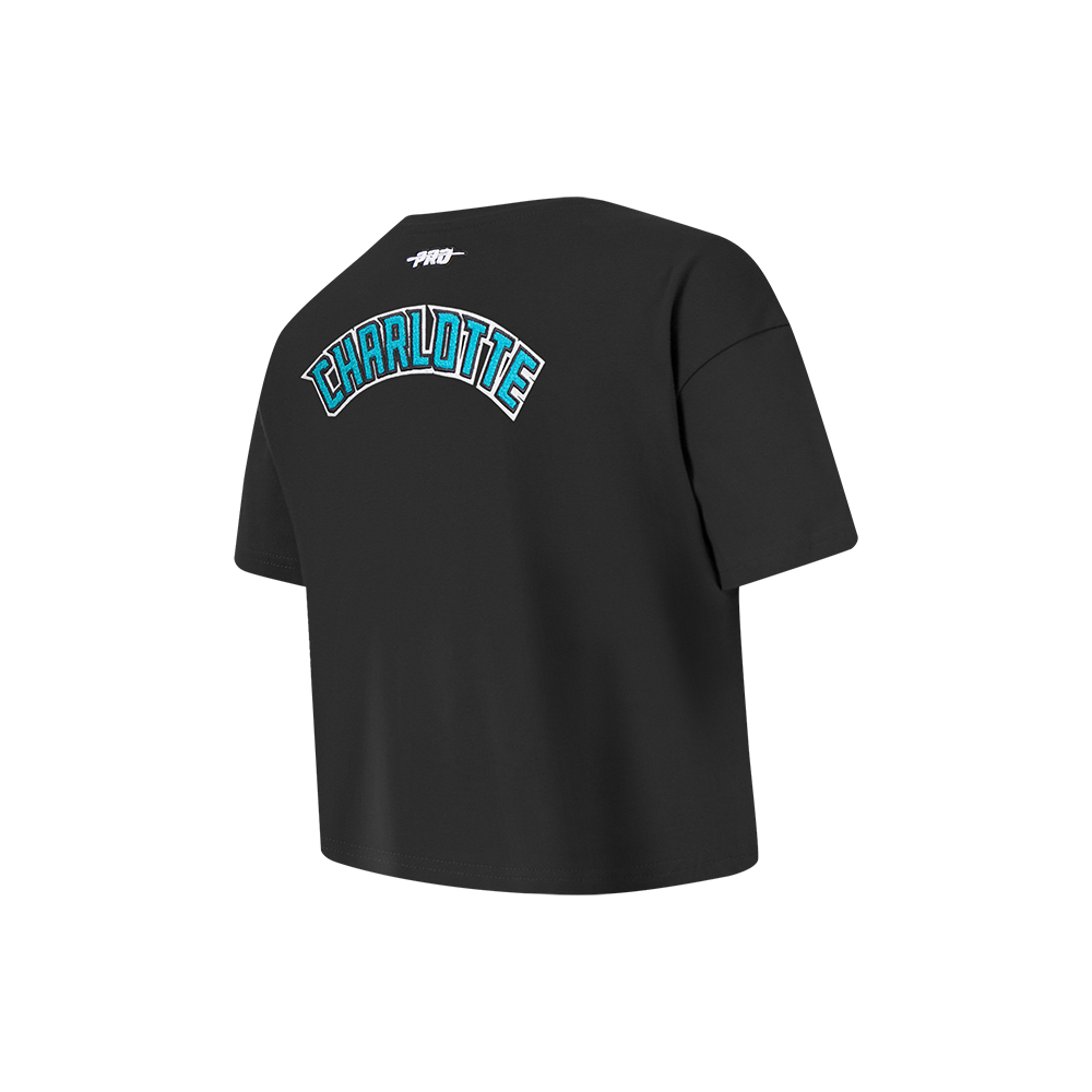 NBA CHARLOTTE HORNETS CLASSIC LITTLE GIRL'S SHORT SLEEVE BOXY TEE (BLACK)