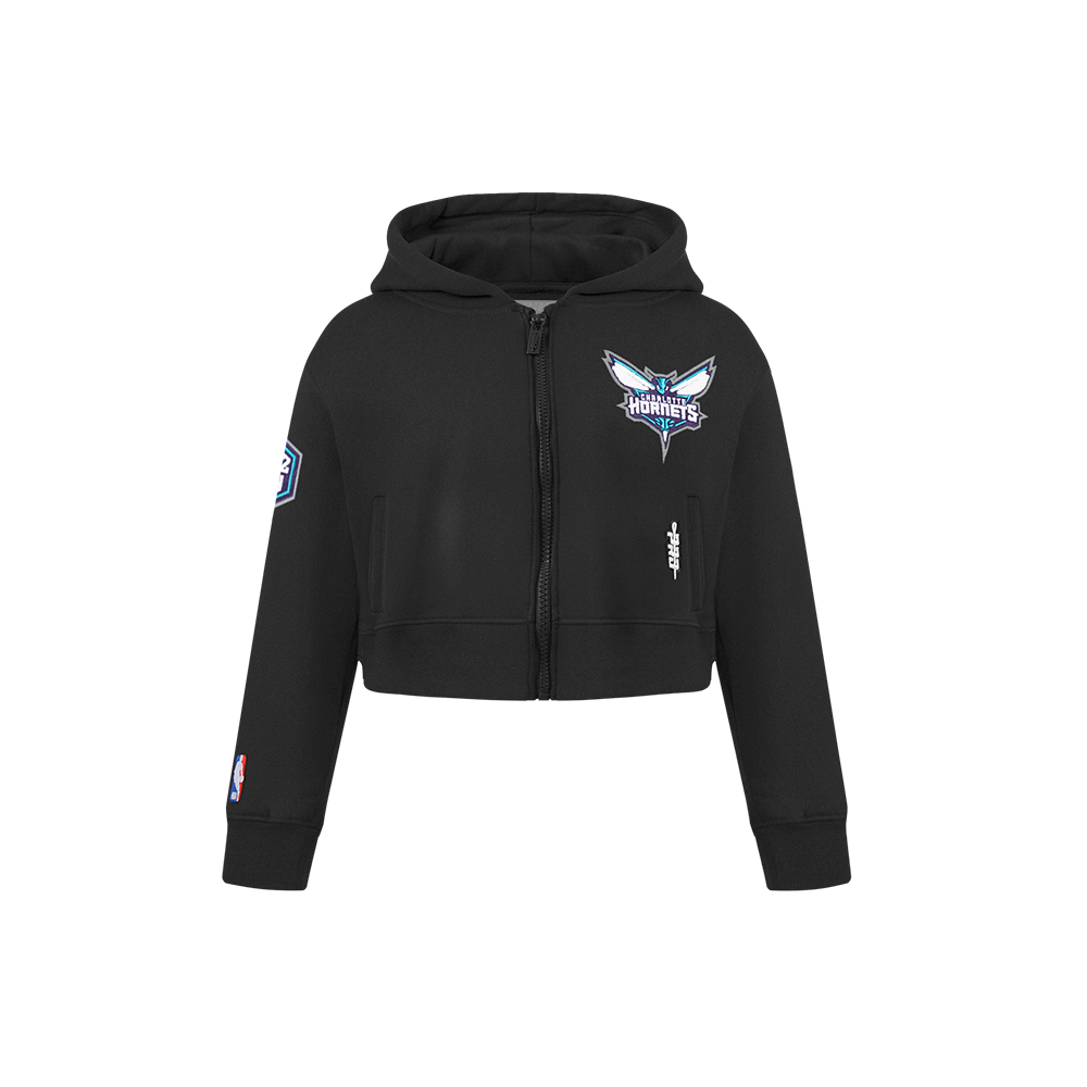 NBA CHARLOTTE HORNETS CLASSIC LITTLE GIRL'S FLEECE FULL ZIP HOODIE (BLACK)