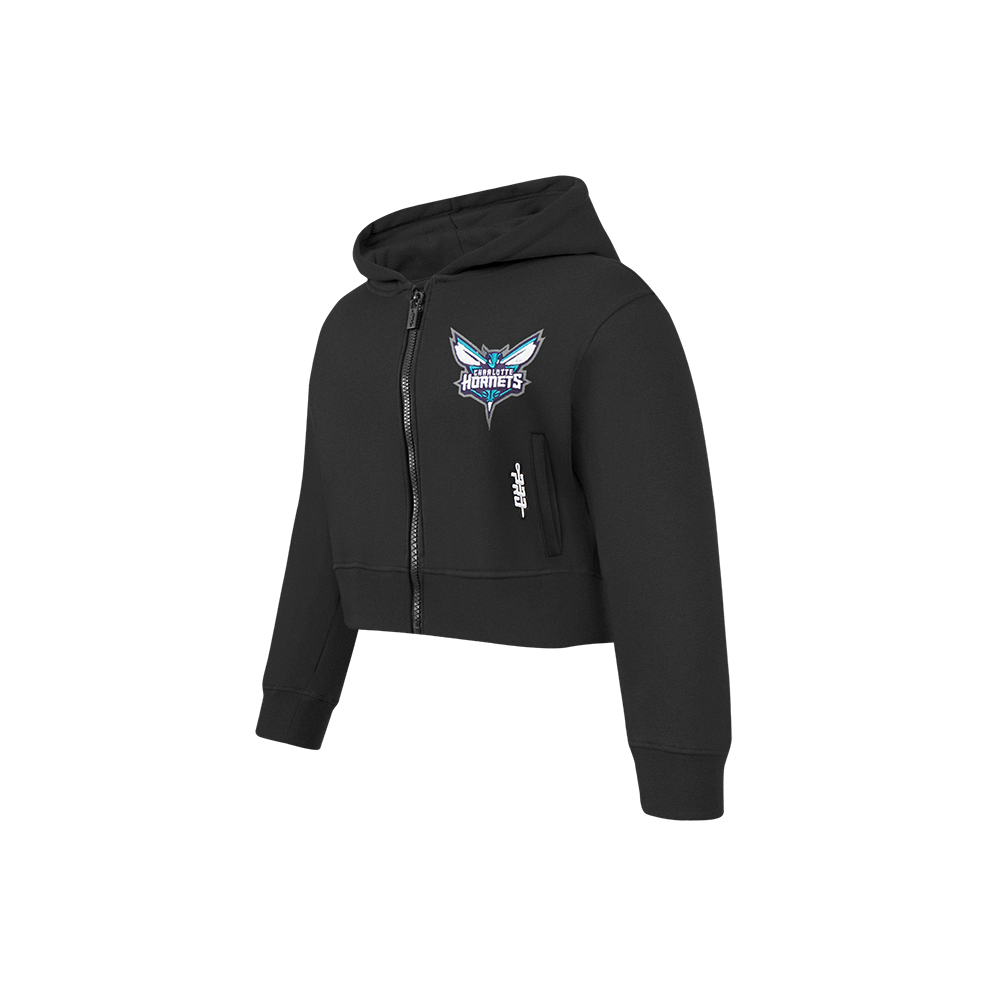 NBA CHARLOTTE HORNETS CLASSIC LITTLE GIRL'S FLEECE FULL ZIP HOODIE (BLACK)