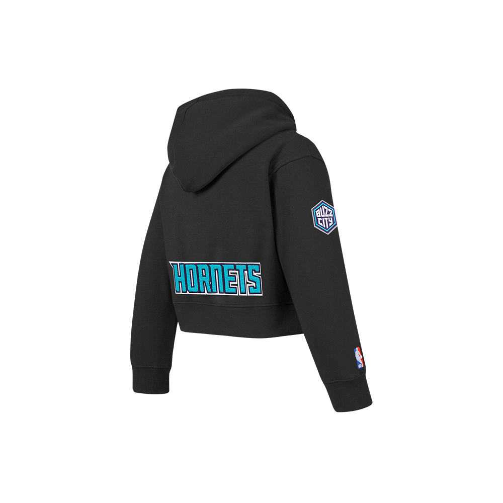 NBA CHARLOTTE HORNETS CLASSIC LITTLE GIRL'S FLEECE FULL ZIP HOODIE (BLACK)