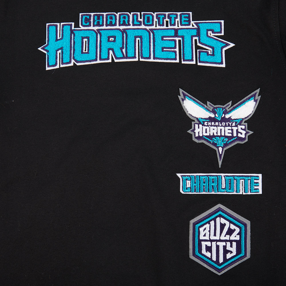 NBA CHARLOTTE HORNETS RETRO CLASSIC TODDLER BOY'S SHORT SLEEVE TAPING TEE(BLACK)