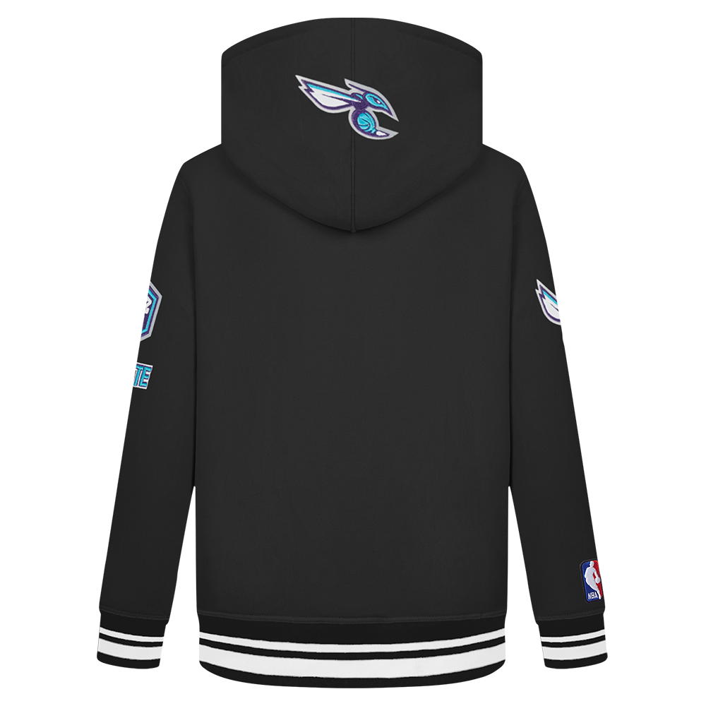 NBA CHARLOTTE HORNETS RETRO CLASSIC TODDLER BOY'S RIB FLEECE PULLOVER HOODIE (BLACK)