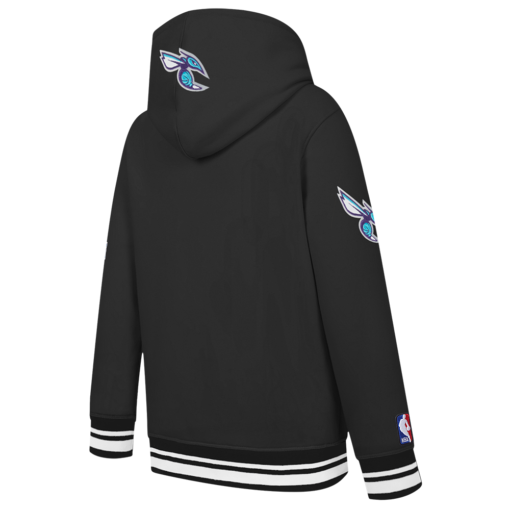NBA CHARLOTTE HORNETS RETRO CLASSIC TODDLER BOY'S RIB FLEECE PULLOVER HOODIE (BLACK)