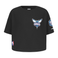 NBA CHARLOTTE HORNETS CLASSIC TODDLER GIRL'S SHORT SLEEVE BOXY TEE (BLACK)