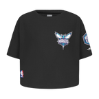 NBA CHARLOTTE HORNETS CLASSIC TODDLER GIRL'S SHORT SLEEVE BOXY TEE (BLACK)