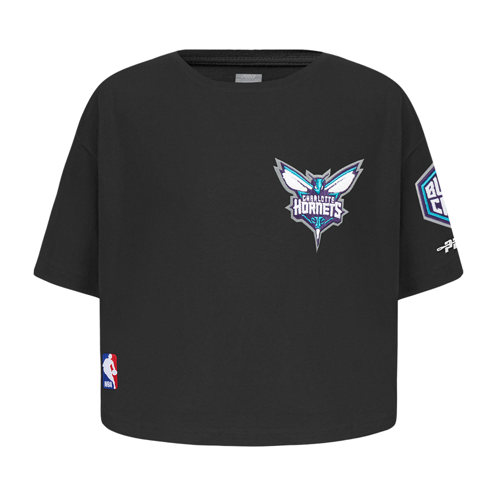 NBA CHARLOTTE HORNETS CLASSIC TODDLER GIRL'S SHORT SLEEVE BOXY TEE (BLACK)