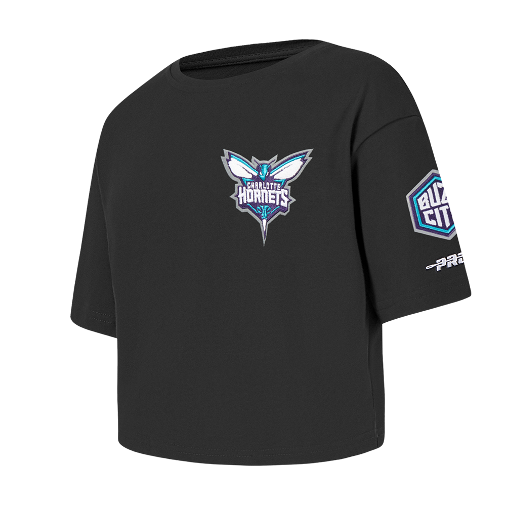 NBA CHARLOTTE HORNETS CLASSIC TODDLER GIRL'S SHORT SLEEVE BOXY TEE (BLACK)