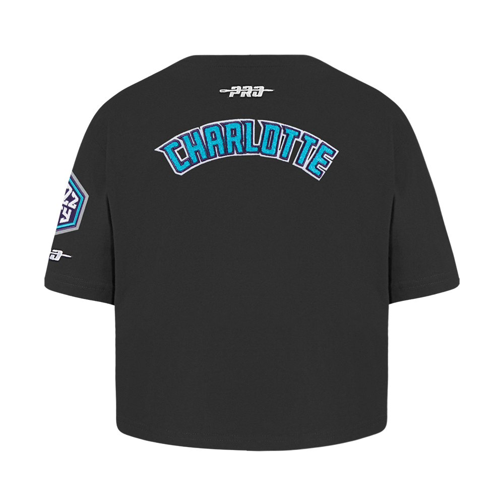 NBA CHARLOTTE HORNETS CLASSIC TODDLER GIRL'S SHORT SLEEVE BOXY TEE (BLACK)