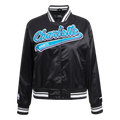 NBA CHARLOTTE HORNETS SCRIPT TAIL WOMEN'S SATIN JACKET (BLACK)