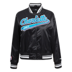 NBA CHARLOTTE HORNETS SCRIPT TAIL WOMEN'S SATIN JACKET (BLACK)
