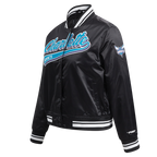 NBA CHARLOTTE HORNETS SCRIPT TAIL WOMEN'S SATIN JACKET (BLACK)