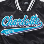 NBA CHARLOTTE HORNETS SCRIPT TAIL WOMEN'S SATIN JACKET (BLACK)
