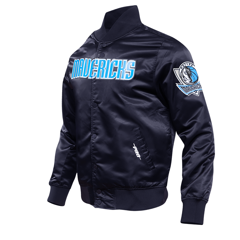 NBA DALLAS MAVERICKS BIG LOGO MEN'S SATIN JACKET (MIDNIGHT NAVY)