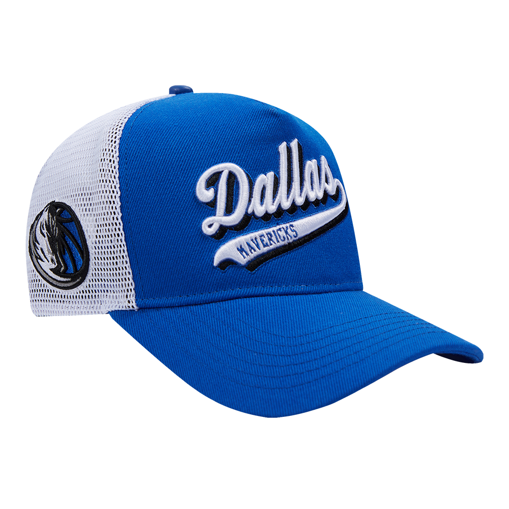 NBA DALLAS MAVERICKS SCRIPT TAIL TRUCKER HAT (ROYAL BLUE)