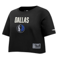 NBA DALLAS MAVERICKS MODERN ORIGINALS T-SHIRT EN JERSEY SIMPLE À COUPE CARRÉE POUR FEMME (NOIR)