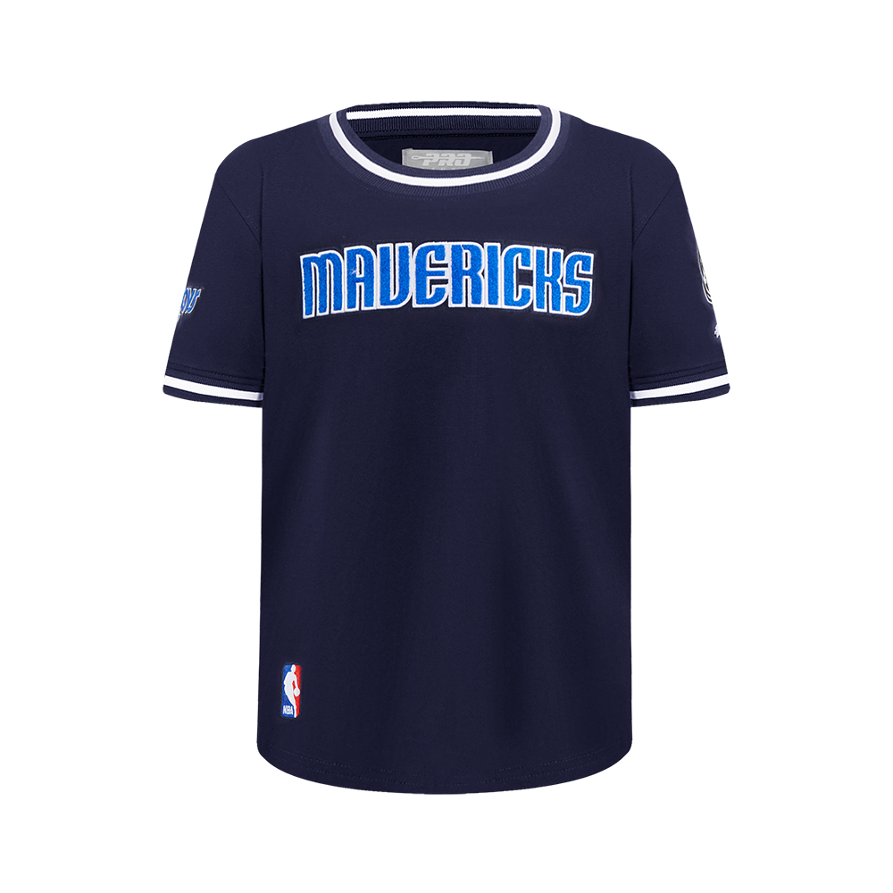 NBA DALLAS MAVERICKS CLASSIC BIG BOY'S SHORT SLEEVE STRIPED RIB TEE (MIDNIGHT NAVY)