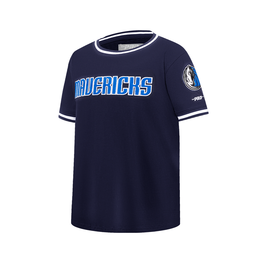 NBA DALLAS MAVERICKS CLASSIC BIG BOY'S SHORT SLEEVE STRIPED RIB TEE (MIDNIGHT NAVY)