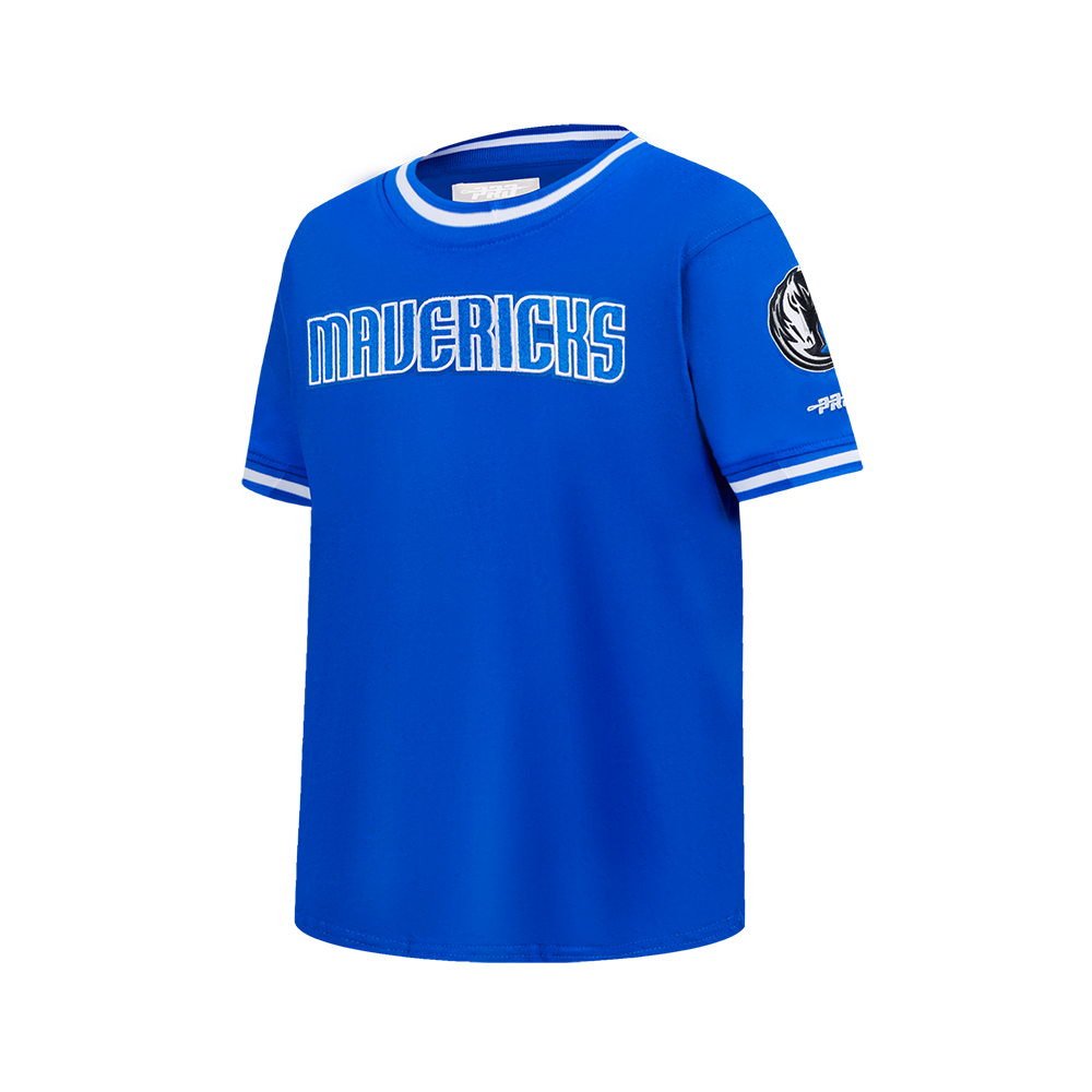 NBA DALLAS MAVERICKS CLASSIC BIG BOY'S SS STRIPED RIB TEE (ROYAL BLUE)