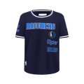 NBA DALLAS MAVERICKS RETRO CLASSIC BIG BOY'S SS STRIPED RIB TEE (MIDNIGHT NAVY)