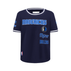 NBA DALLAS MAVERICKS RETRO CLASSIC BIG BOY'S SS STRIPED RIB TEE (MIDNIGHT NAVY)