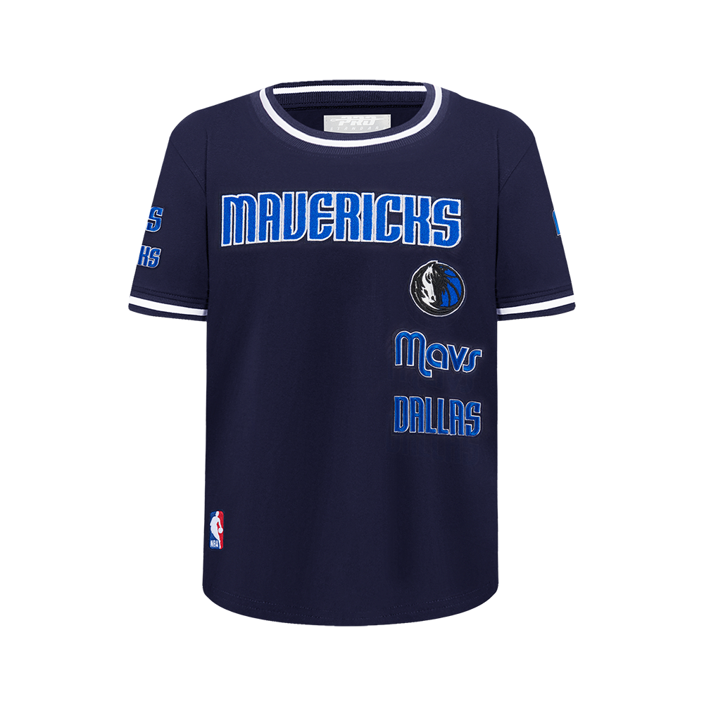 NBA DALLAS MAVERICKS RETRO CLASSIC BIG BOY'S SS STRIPED RIB TEE (MIDNIGHT NAVY)