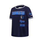 NBA DALLAS MAVERICKS RETRO CLASSIC BIG BOY'S SS STRIPED RIB TEE (MIDNIGHT NAVY)