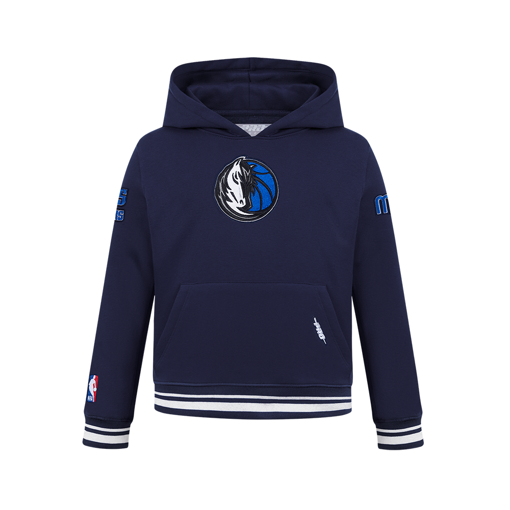 NBA DALLAS MAVERICKS RETRO CLASSIC BIG BOY'S RIB FLEECE PULLOVER HOODIE (MIDNIGHT NAVY)