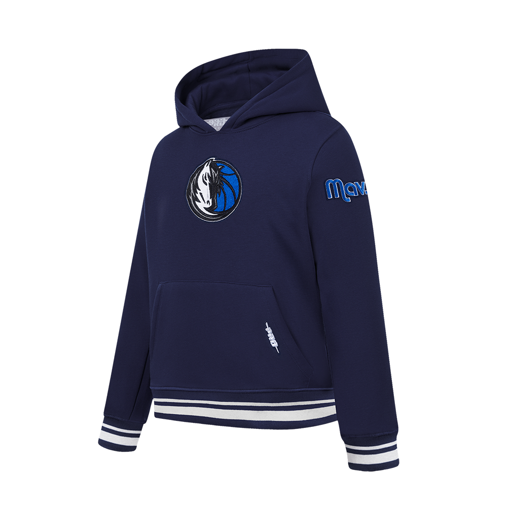 NBA DALLAS MAVERICKS RETRO CLASSIC BIG BOY'S RIB FLEECE PULLOVER HOODIE (MIDNIGHT NAVY)