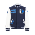 NBA DALLAS MAVERICKS RETRO CLASSIC BLOUSON COLLÉGIAL EN LAINE À BORDS CÔTELÉS POUR GARÇON JUNIOR (MARINE MINUIT/BLANC)