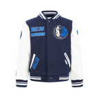 NBA DALLAS MAVERICKS RETRO CLASSIC BLOUSON COLLÉGIAL EN LAINE À BORDS CÔTELÉS POUR GARÇON JUNIOR (MARINE MINUIT/BLANC)