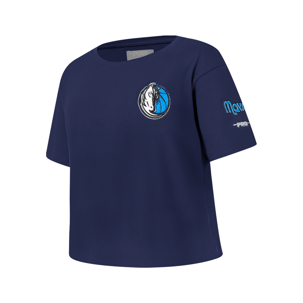 NBA DALLAS MAVERICKS CLASSIC T-SHIRT À COUPE CARRÉE À MANCHES COURTES POUR FILLE JUNIOR (MARINE MINUIT)