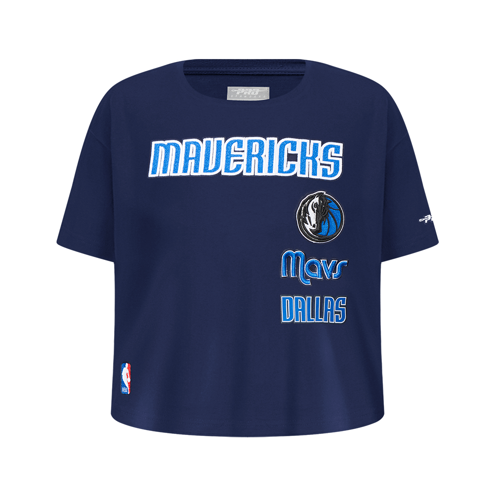NBA DALLAS MAVERICKS RETRO CLASSIC T-SHIRT À COUPE CARRÉE À MANCHES COURTES POUR FILLE JUNIOR (MARINE MINUIT)
