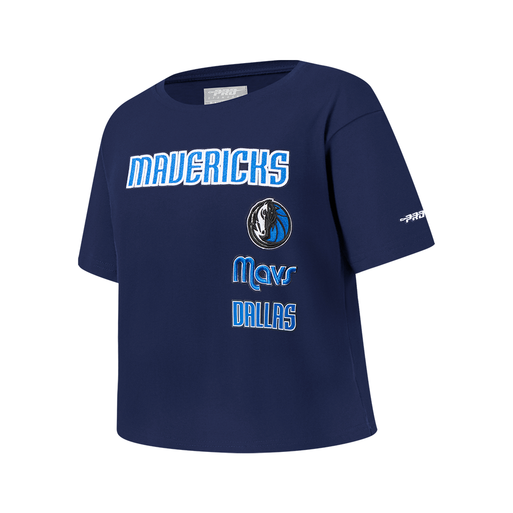NBA DALLAS MAVERICKS RETRO CLASSIC T-SHIRT À COUPE CARRÉE À MANCHES COURTES POUR FILLE JUNIOR (MARINE MINUIT)