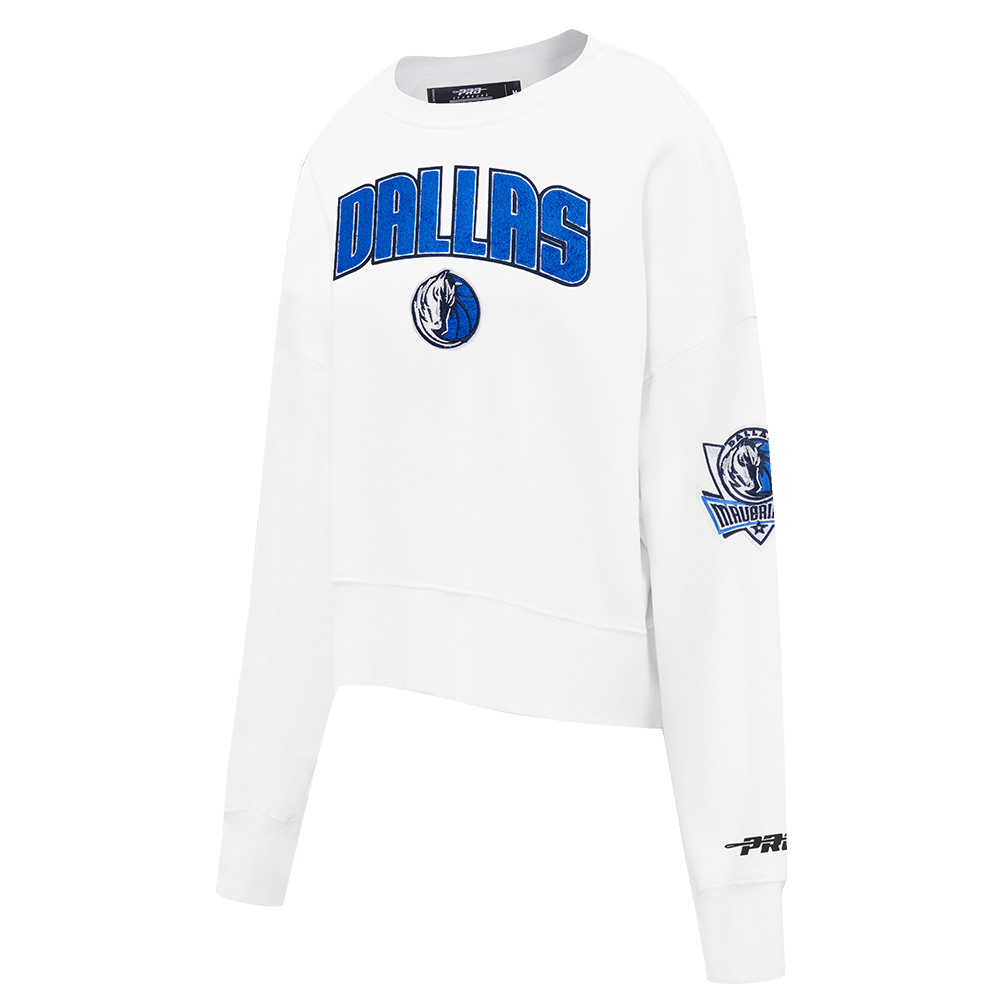 NBA DALLAS MAVERICKS CLASSIC WOMEN'S FLEECE CREWNECK (WHITE)