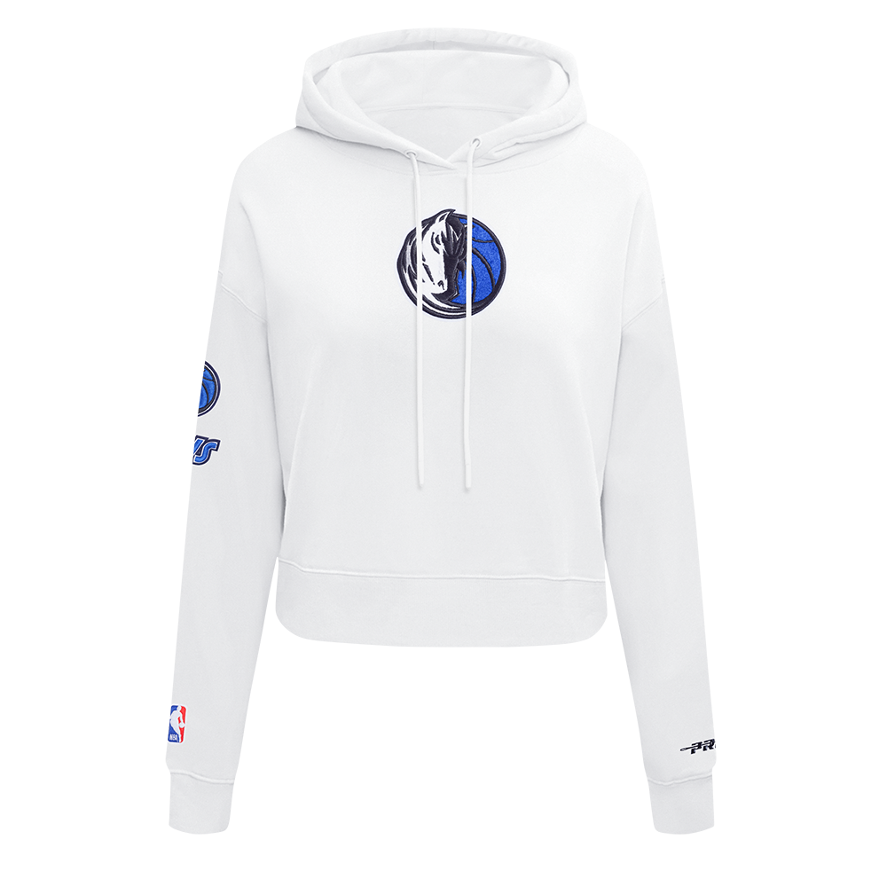 NBA DALLAS MAVERICKS CLASSIC CHANDAIL À CAPUCHON COURT EN MOLLETON POUR FEMME (BLANC)