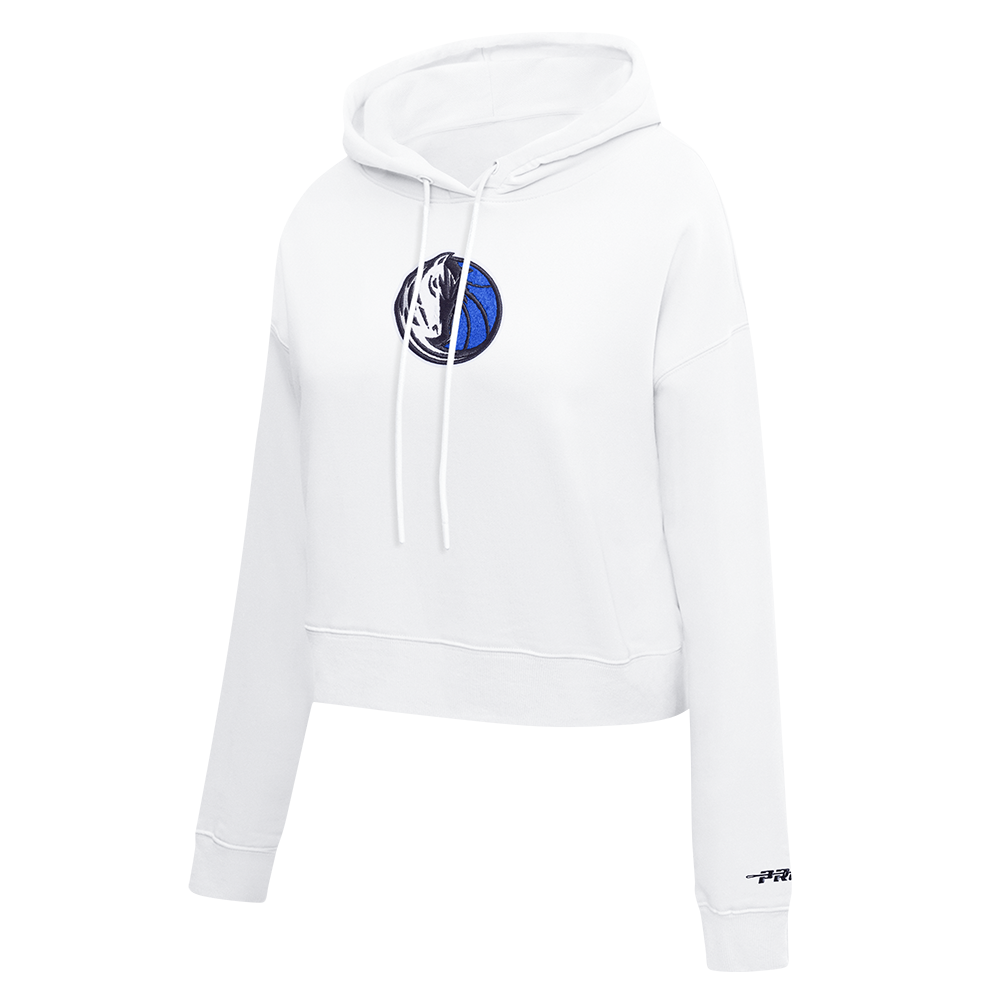NBA DALLAS MAVERICKS CLASSIC CHANDAIL À CAPUCHON COURT EN MOLLETON POUR FEMME (BLANC)