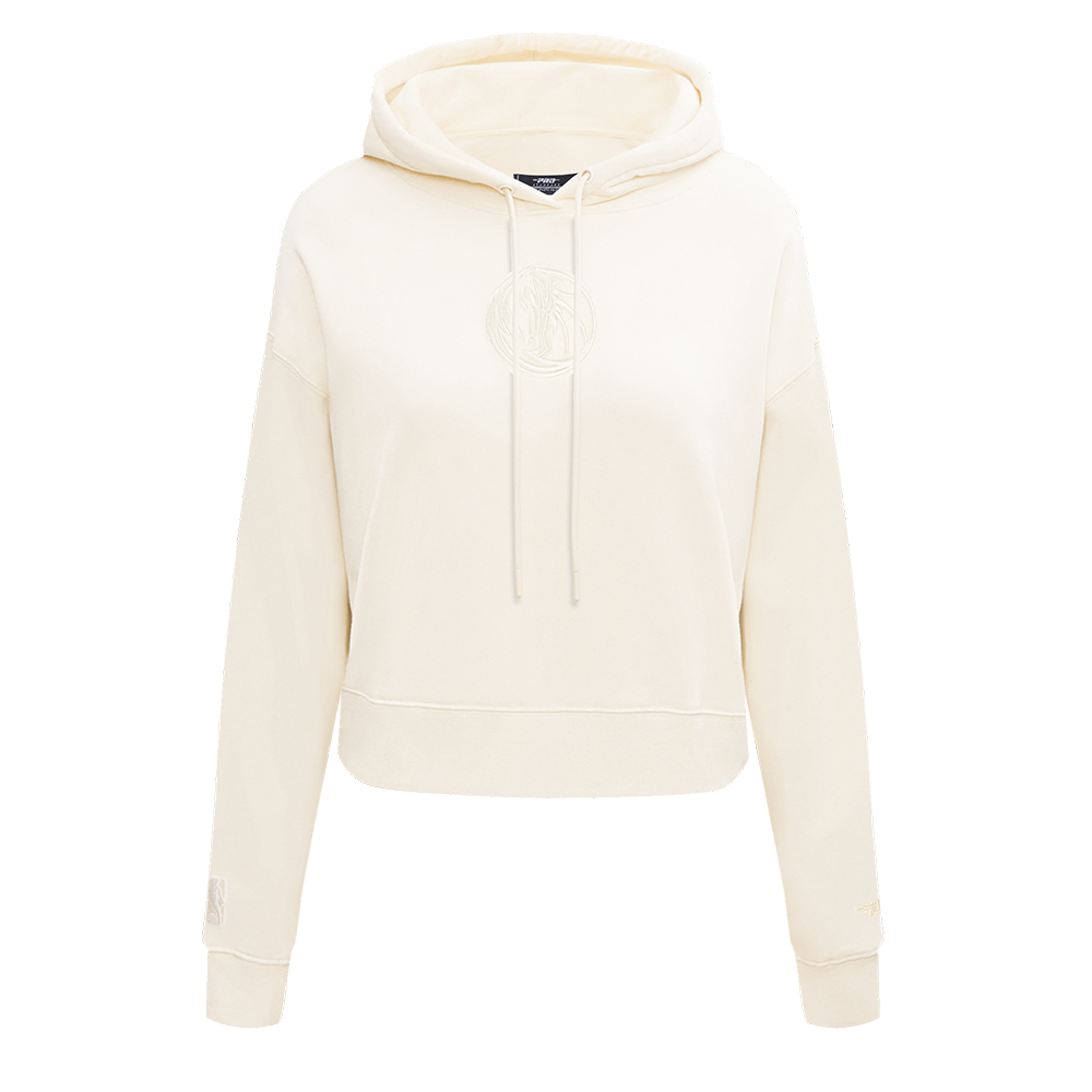 NBA DALLAS MAVERICKS NEUTRAL WOMEN'S CROPPED FLC PO HOODIE (EGGSHELL)