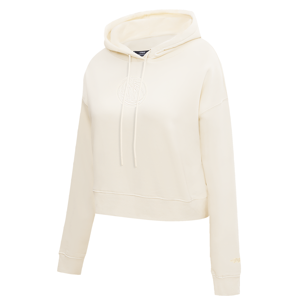 NBA DALLAS MAVERICKS NEUTRAL WOMEN'S CROPPED FLC PO HOODIE (EGGSHELL)