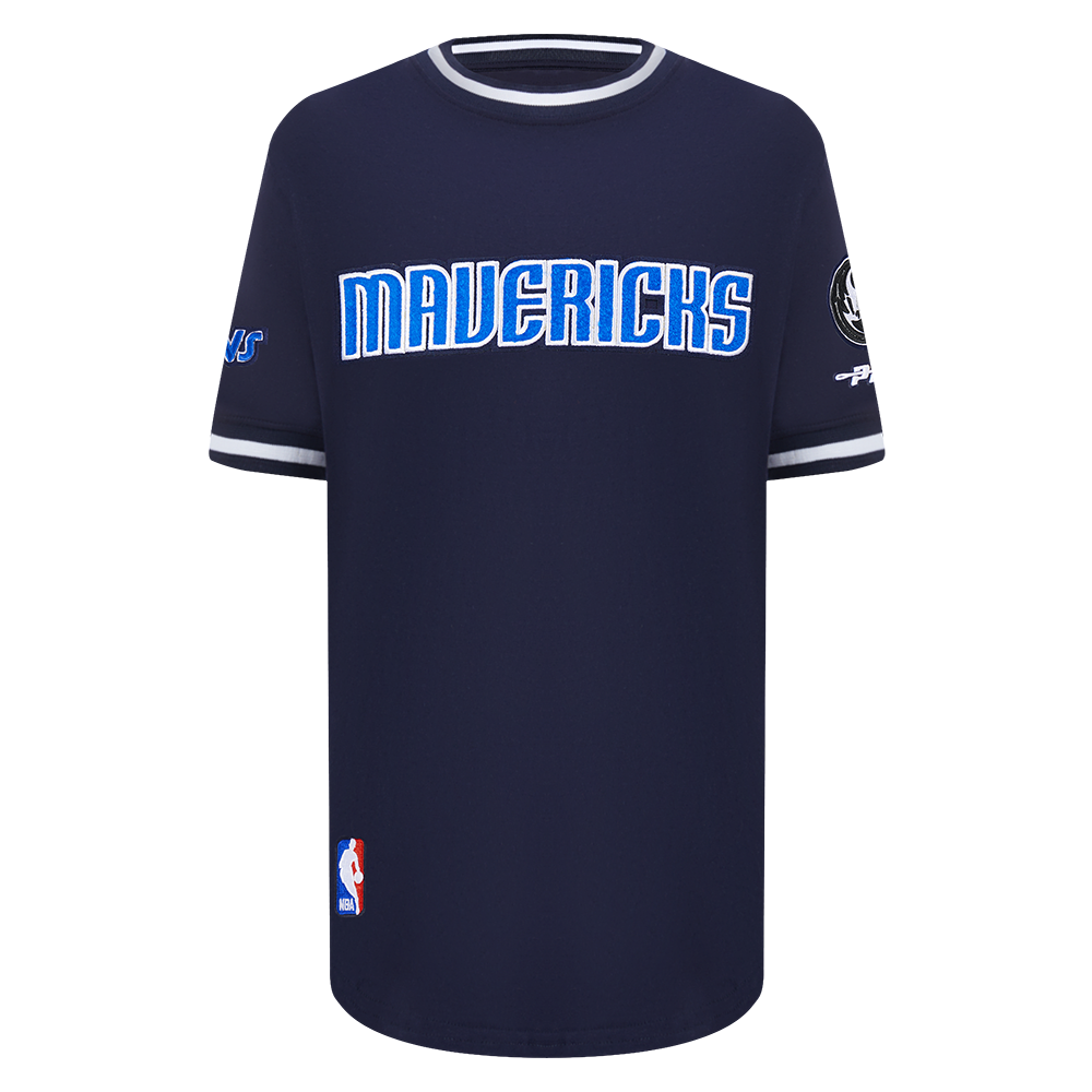 NBA DALLAS MAVERICKS CLASSIC T-SHIRT CÔTELÉ RAYÉ À MANCHES COURTES POUR GARÇON ENFANT (MARINE MINUIT)