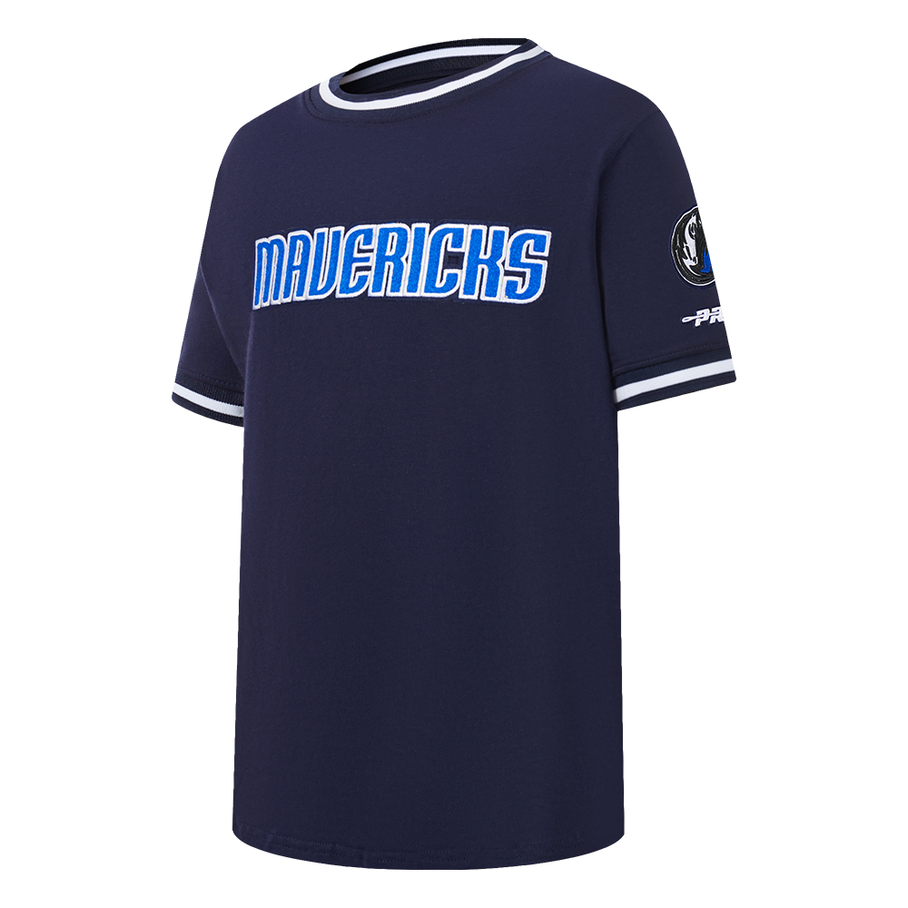 NBA DALLAS MAVERICKS CLASSIC T-SHIRT CÔTELÉ RAYÉ À MANCHES COURTES POUR GARÇON ENFANT (MARINE MINUIT)