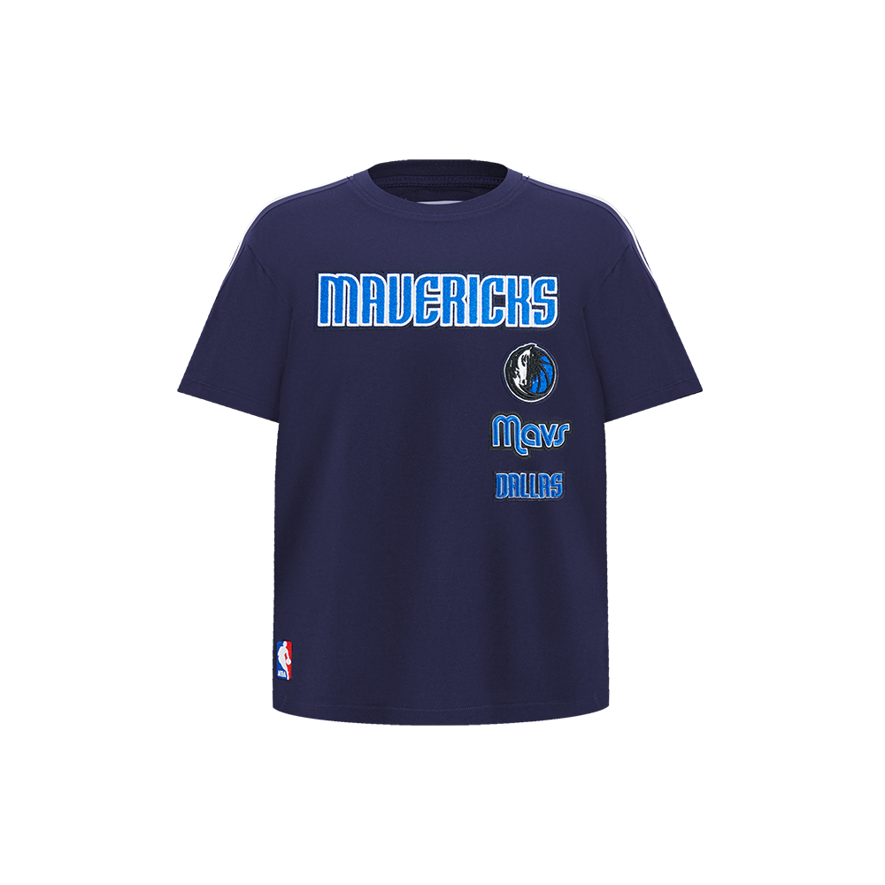 NBA DALLAS MAVERICKS RETRO CLASSIC T-SHIRT À BANDES À MANCHES COURTES POUR GARÇON ENFANT (MARINE MINUIT)