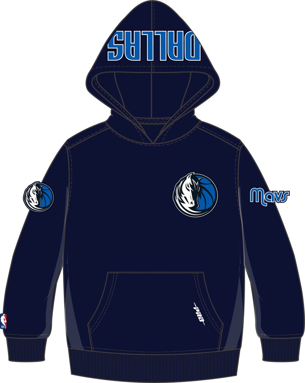 NBA DALLAS MAVERICKS CLASSIC CHANDAIL À CAPUCHON EN MOLLETON POUR GARÇON ENFANT (MARINE MINUIT)