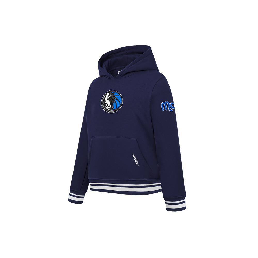 NBA DALLAS MAVERICKS RETRO CLASSIC LITTLE BOYS RIB FLEECE PULLOVER HOODIE (MIDNIGHT NAVY)