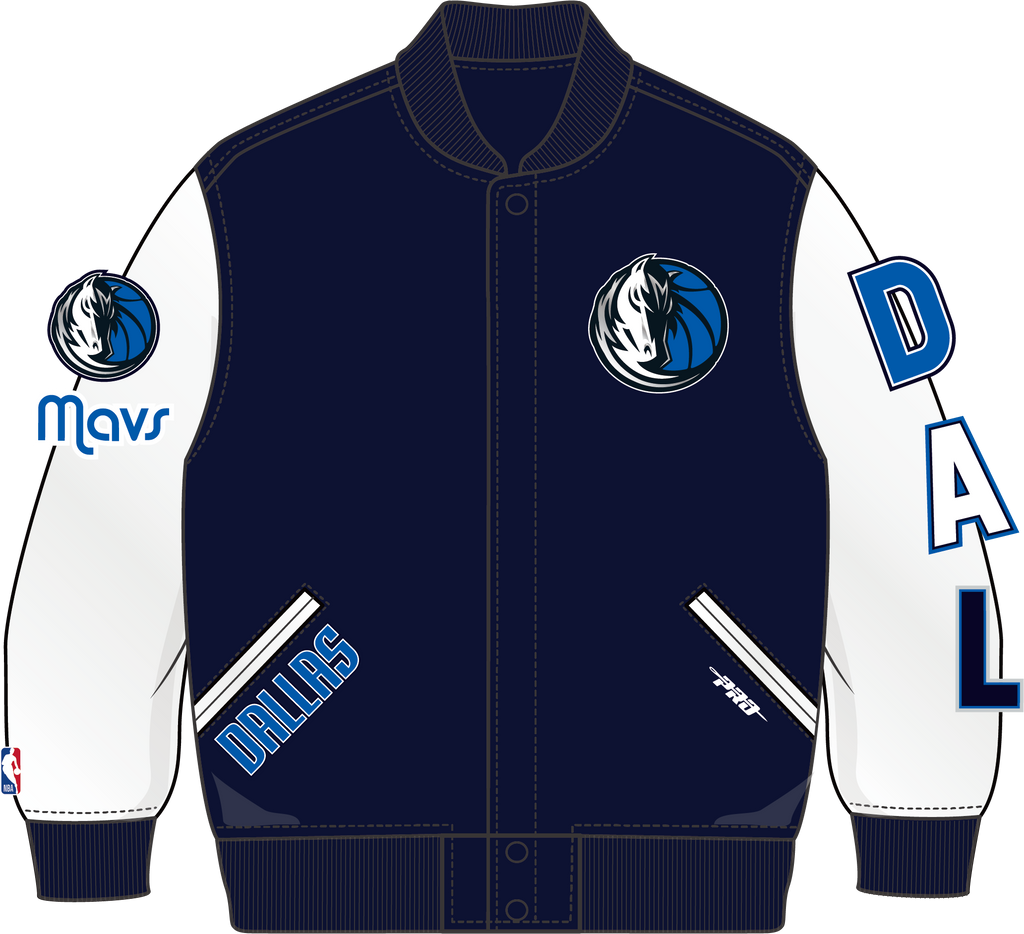 NBA DALLAS MAVERICKS CLASSIC BLOUSON COLLÉGIAL EN LAINE POUR GARÇON ENFANT (MARINE MINUIT/BLANC)
