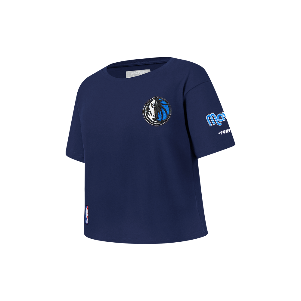 NBA DALLAS MAVERICKS CLASSIC T-SHIRT À COUPE CARRÉE À MANCHES COURTES POUR FILLE ENFANT (MARINE MINUIT)