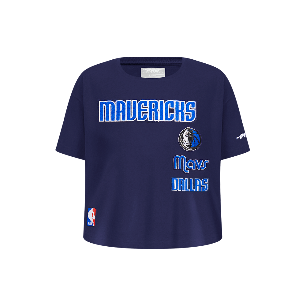 NBA DALLAS MAVERICKS RETRO CLASSIC T-SHIRT À COUPE CARRÉE À MANCHES COURTES POUR FILLE ENFANT (MARINE MINUIT)