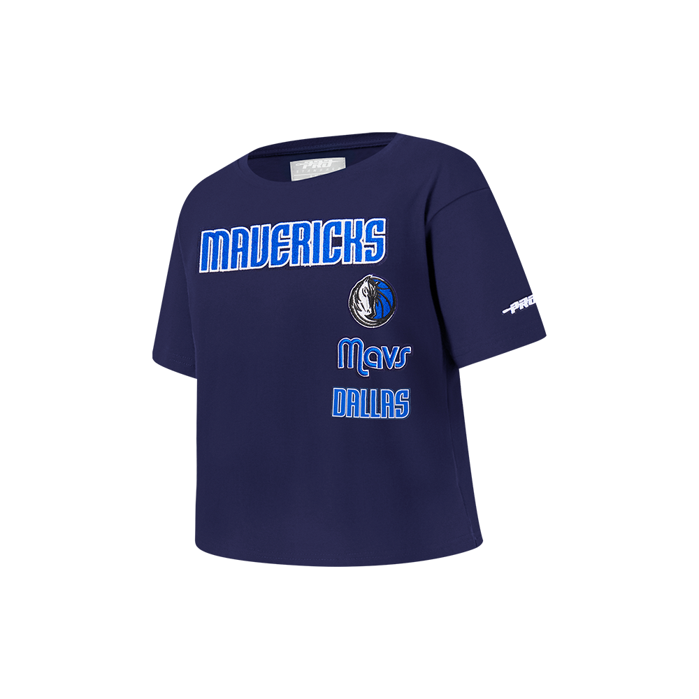 NBA DALLAS MAVERICKS RETRO CLASSIC T-SHIRT À COUPE CARRÉE À MANCHES COURTES POUR FILLE ENFANT (MARINE MINUIT)