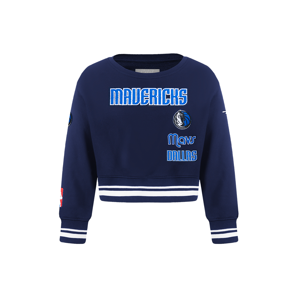 NBA DALLAS MAVERICKS RETRO CLASSIC CHANDAIL À COL ROND EN MOLLETON CÔTELÉ POUR FILLE ENFANT (MARINE MINUIT)
